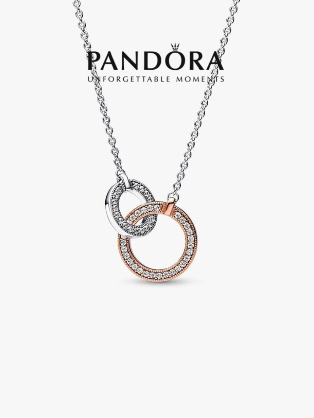 Pandora Signature Two tone Intertwined Circles Necklace